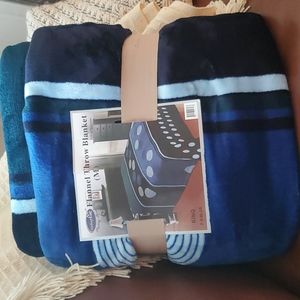 Smiling Home F-D Blue Flannel Throw Blanket